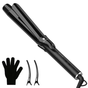 MiroPure Curling Iron, 1 1/4 Inch Hair Curling Iron with Extra Long Tourmaline Ceramic Barrel, Curling Iron with Ionic Technology, Professional Curling Wand, Dual Voltage, Glove Included