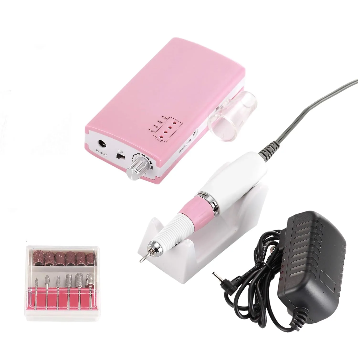 Miss Sweet Portable Nail Drill Machine Rechargeable Electric Nail File for Acrylic (Sweet Pink)
