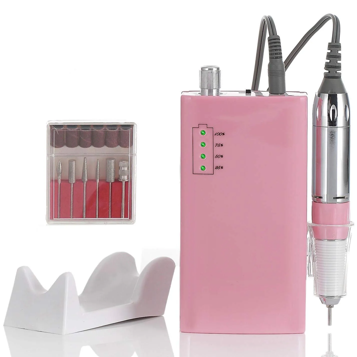 Miss Sweet Portable Nail Drill Machine Rechargeable Electric Nail File for Acrylic (Sweet Pink)