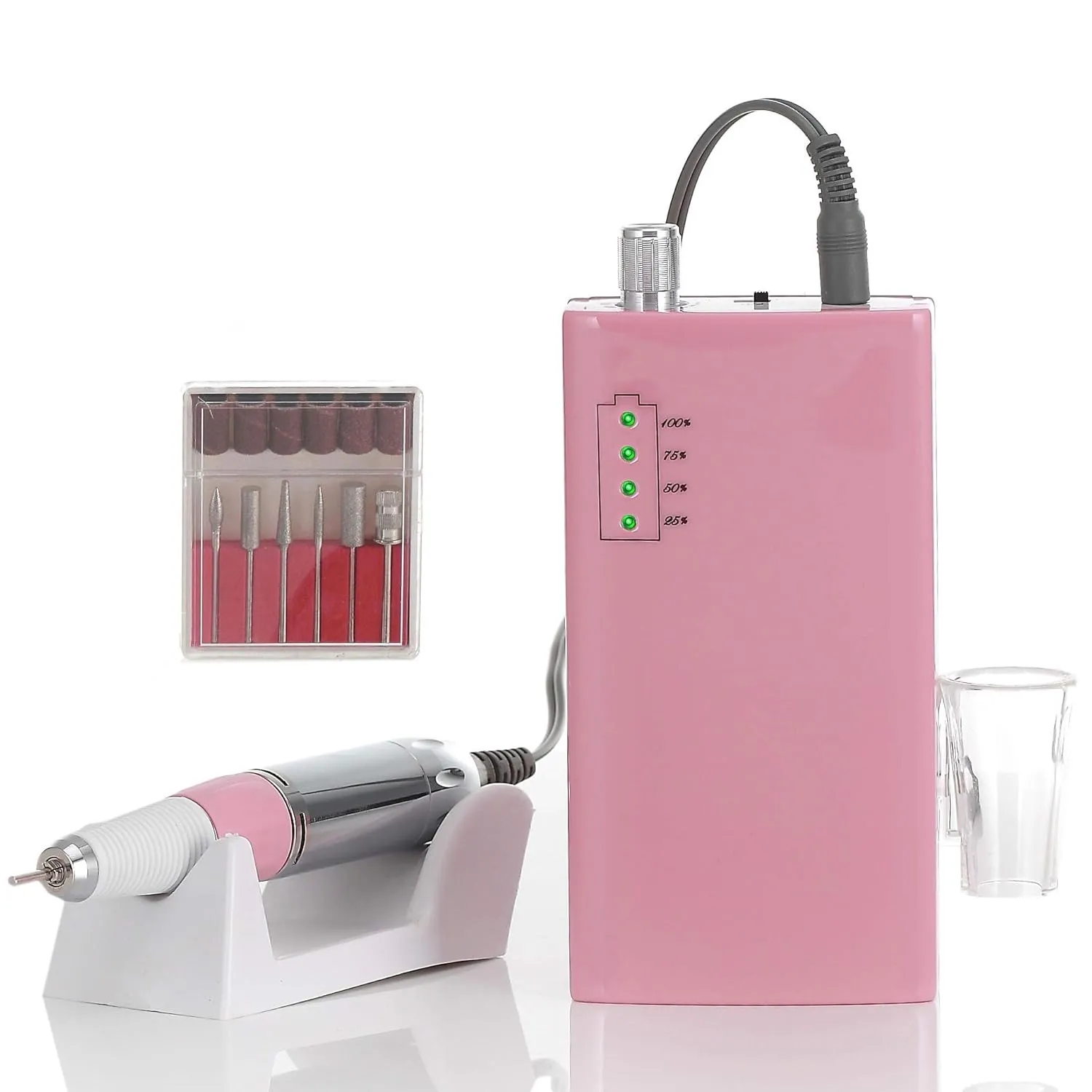 Miss Sweet Portable Nail Drill Machine Rechargeable Electric Nail File for Acrylic (Sweet Pink)