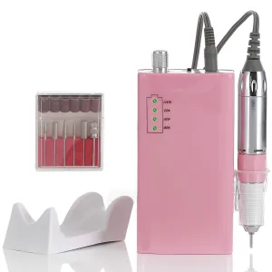 Miss Sweet Portable Nail Drill Machine Rechargeable Electric Nail File for Acrylic (Sweet Pink)
