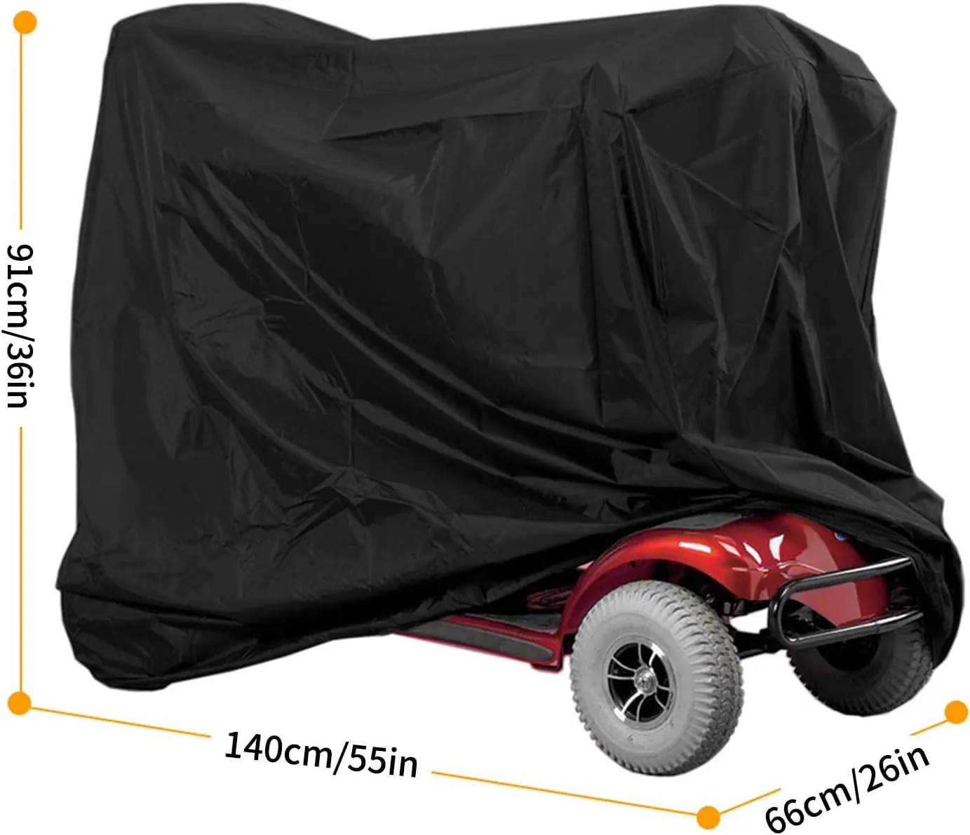 Mobility Scooter Cover Waterproof Outdoor Electric Scooter Cover, 210D Oxford Scooter Dust Cover for Storage, Mobility Scooter Accessories Prevent Rain Wind Dust Dirt Snow Sun, Black (55 x 26 x 36 IN)