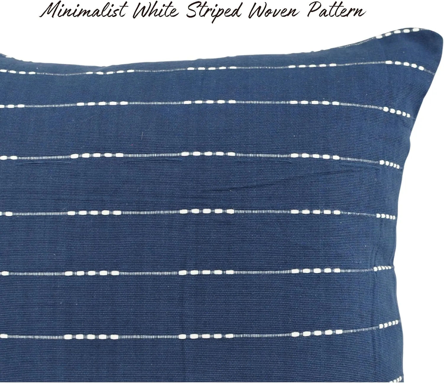 Modern Cotton Pillow Covers 18 x18 inches Navy Blue/Woven Loom Stripe Pattern Contemporary Luxury Cushion Covers/Simple Throw Pillow Cases for Living Room Sofa, Couch, Bed, Set of 2