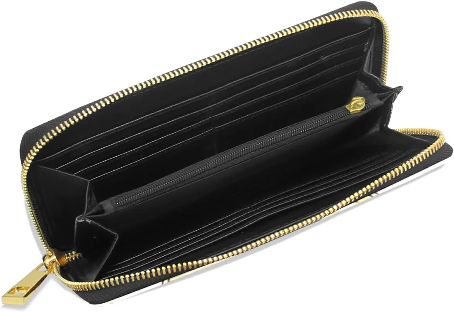 Modern Marbling Gold Black White Marble Geometric Triangle Granite Leather Long Wallet Organizer with Zipper Purse Clutch Bag for Women Men Key Card Coin Passport Checkbook