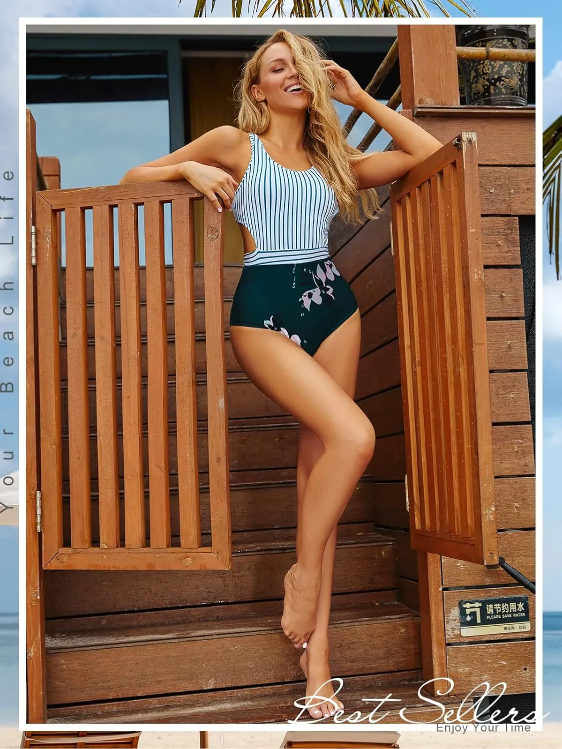 MOLYBELL One Piece Swimsuits for Women High Waisted Bathing Suit Monokini Floral Print Cutout Racerback Zip Up…