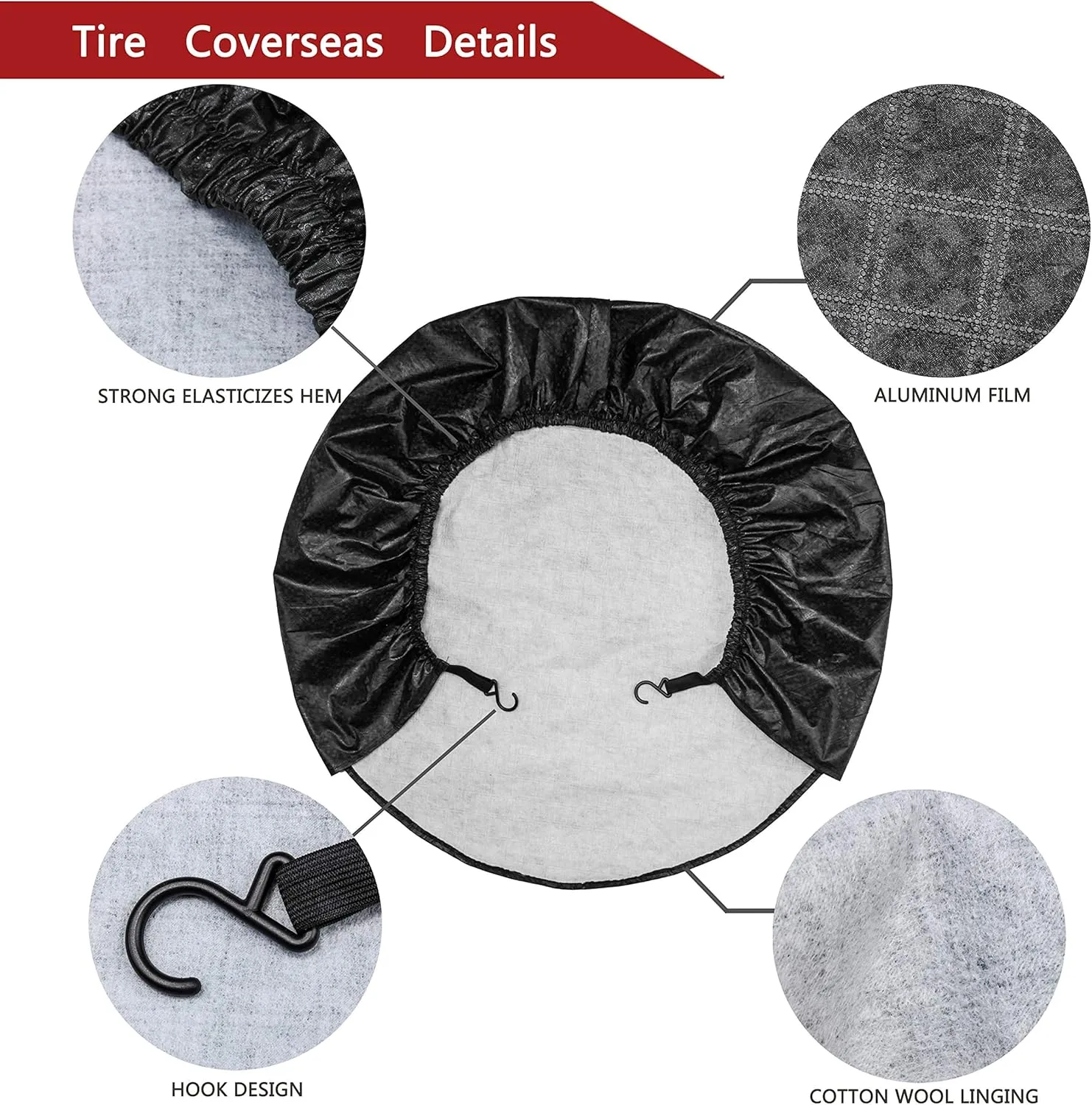 MOONET Tire Covers for RV Wheel (4 Pack Black), Oxford Waterproof UV Sun Protectors for Motorhome Boat Trailer Camper Van SUV,D99cm x H28cm for Diameter 36"-39"