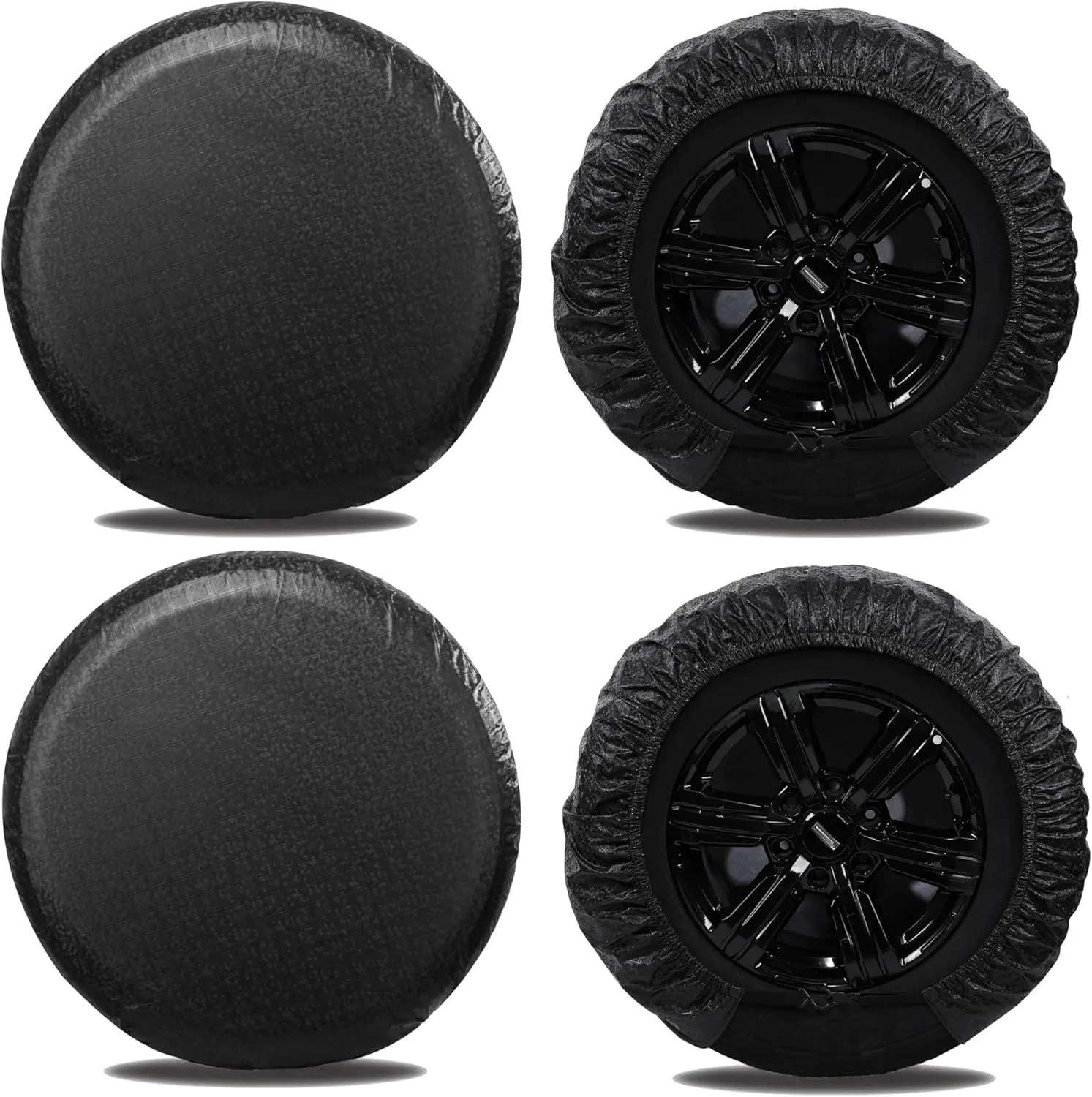 MOONET Tire Covers for RV Wheel (4 Pack Black), Oxford Waterproof UV Sun Protectors for Motorhome Boat Trailer Camper Van SUV,D99cm x H28cm for Diameter 36"-39"