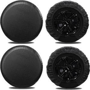 MOONET Tire Covers for RV Wheel (4 Pack Black), Oxford Waterproof UV Sun Protectors for Motorhome Boat Trailer Camper Van SUV,D99cm x H28cm for Diameter 36"-39"