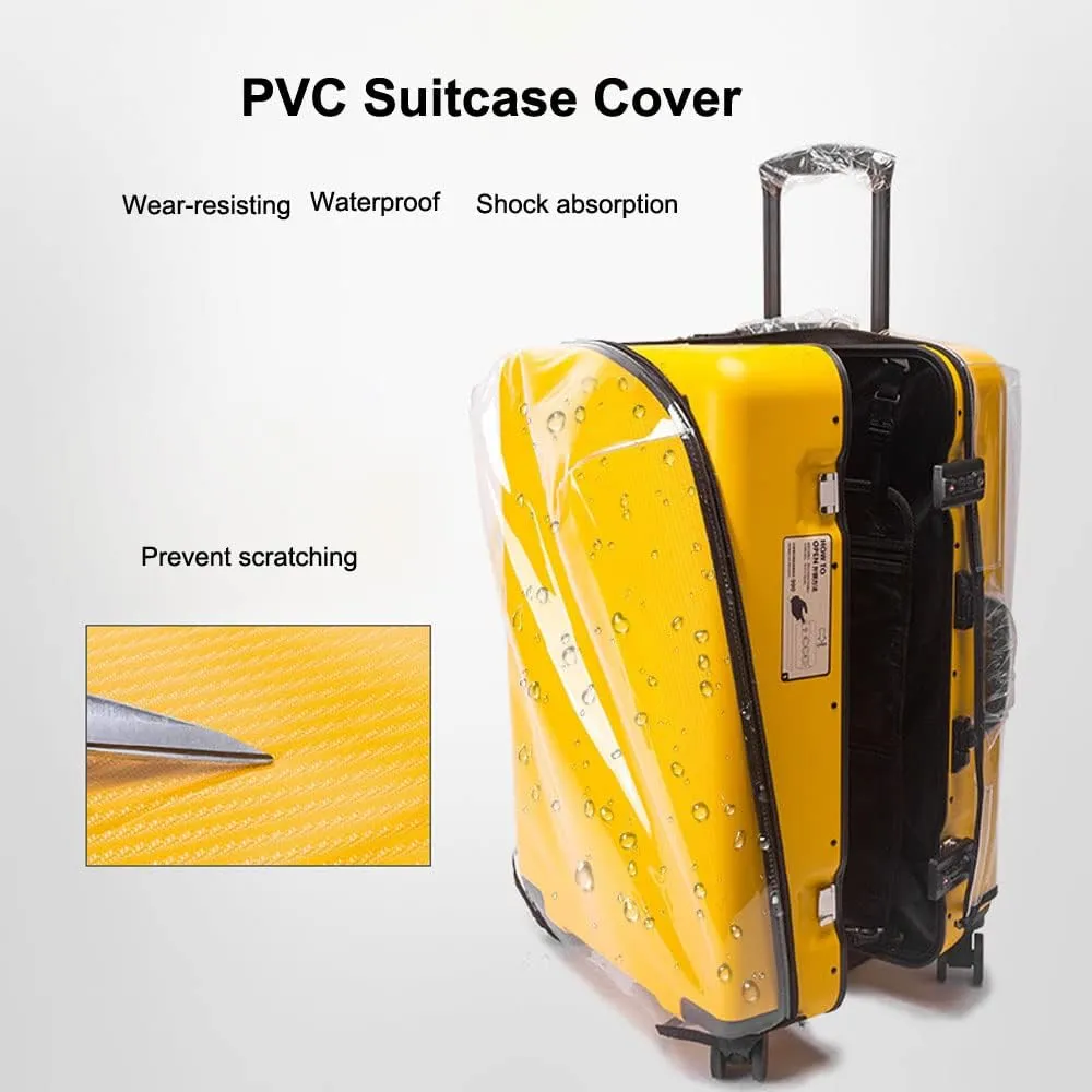 MosaiRudo Clear PVC Luggage Cover Protectors Transparent Travel Luggage Protector for Wheeled Suitcase (No disassembly zipper Thickness 0.3mm, 20inch)