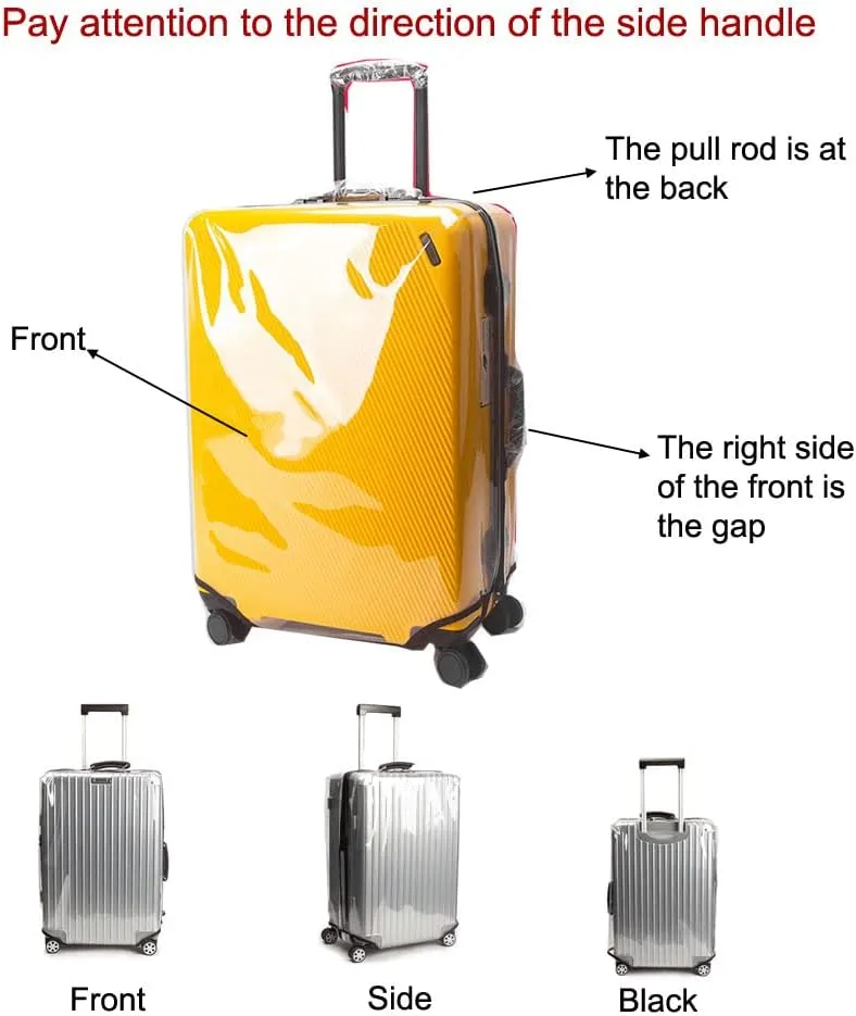 MosaiRudo Clear PVC Luggage Cover Protectors Transparent Travel Luggage Protector for Wheeled Suitcase (No disassembly zipper Thickness 0.3mm, 20inch)