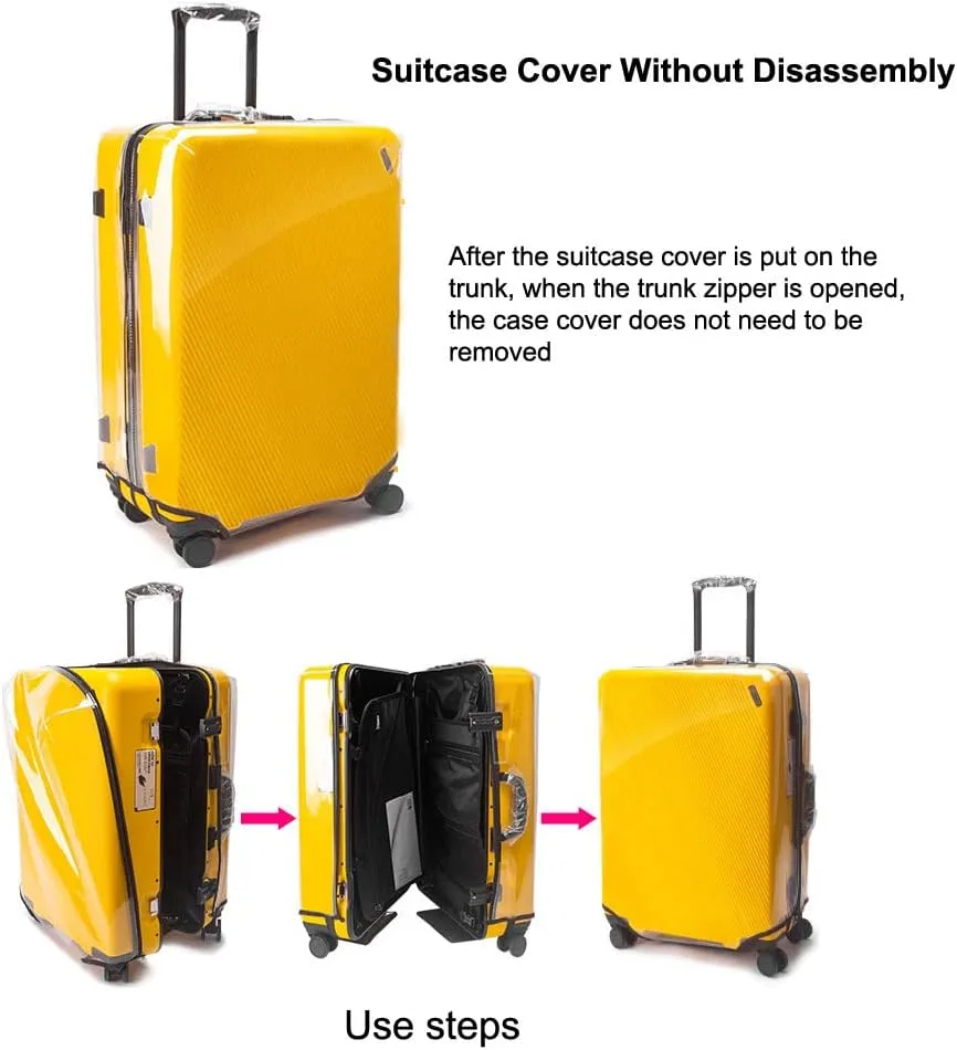 MosaiRudo Clear PVC Luggage Cover Protectors Transparent Travel Luggage Protector for Wheeled Suitcase (No disassembly zipper Thickness 0.3mm, 20inch)