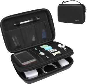 MOSISO Electronic Organizer Travel Case, Double Layer Accessories Case for Charger, Phone, Earphone, Mouse and Other Accessories, Waterproof Electronic Storage Bag with Handle, Black