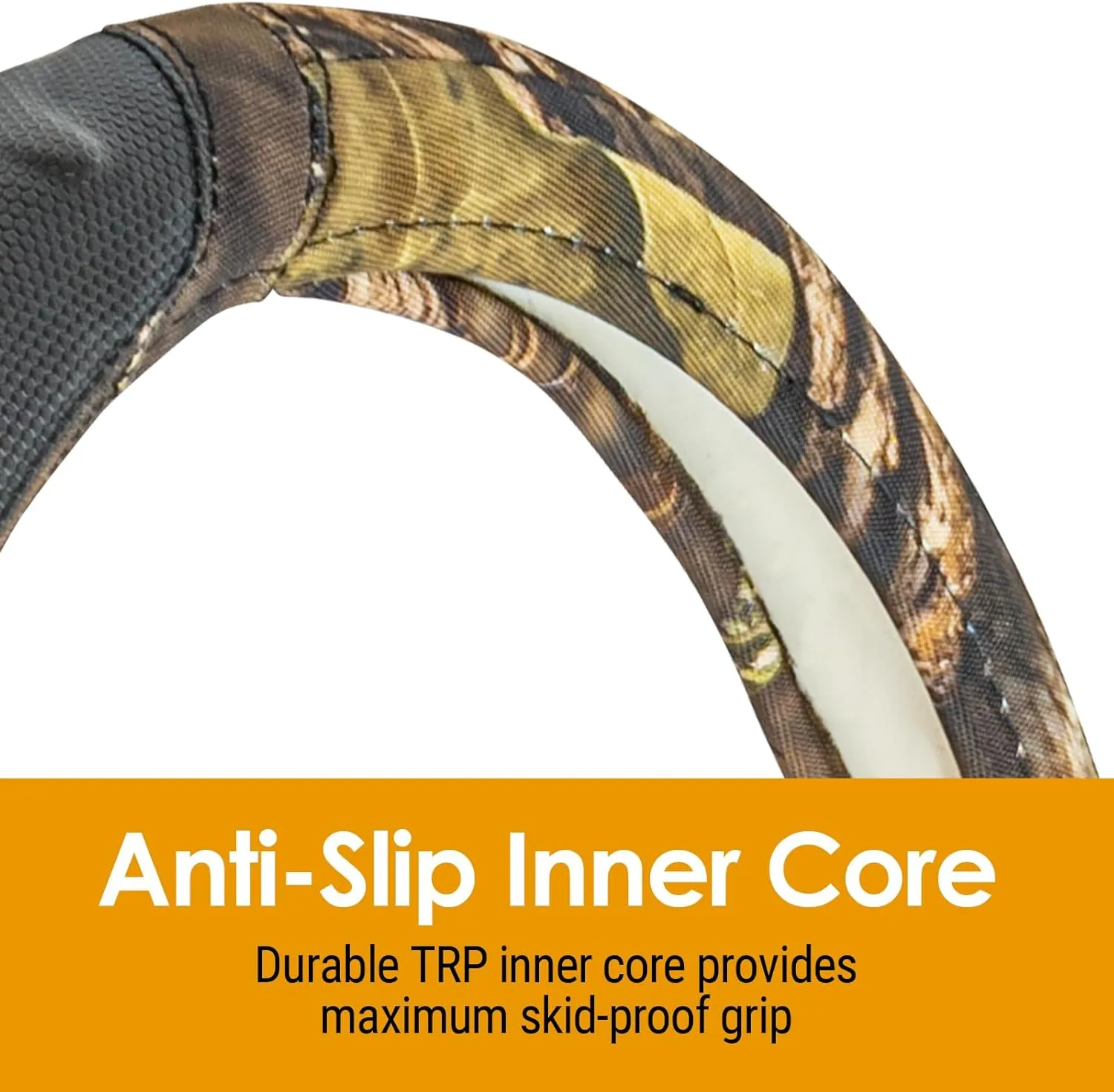 Mossy Oak Steering Wheel Cover with Comfort Grip; Heavy Duty 600D Oxford Material with Mossy Oak Break-up Country Camouflage; Fits All Large Trucks and SUVs with Steering Wheel Size 15.5" to 16"