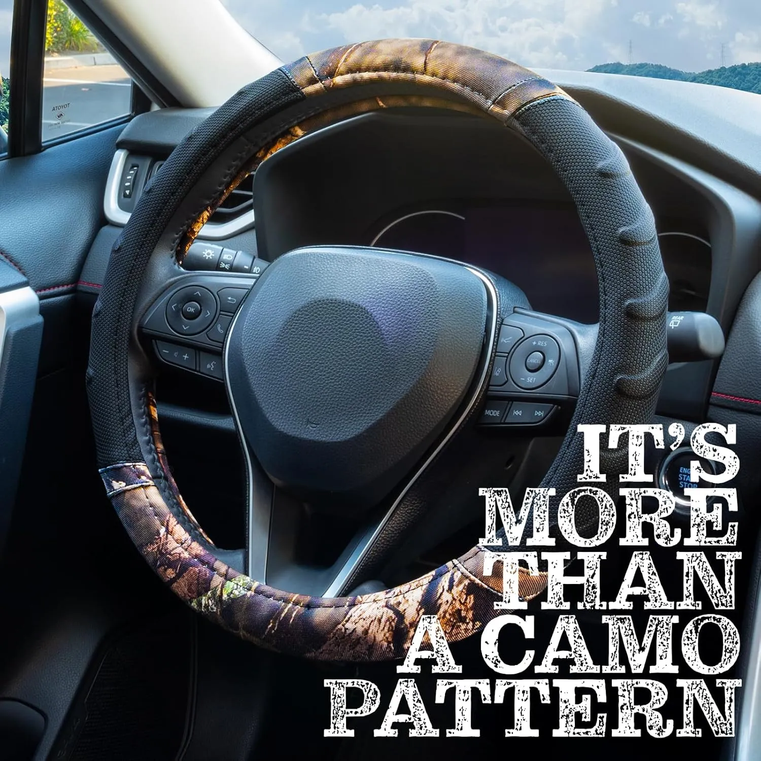 Mossy Oak Steering Wheel Cover with Comfort Grip; Heavy Duty 600D Oxford Material with Mossy Oak Break-up Country Camouflage; Fits All Large Trucks and SUVs with Steering Wheel Size 15.5" to 16"