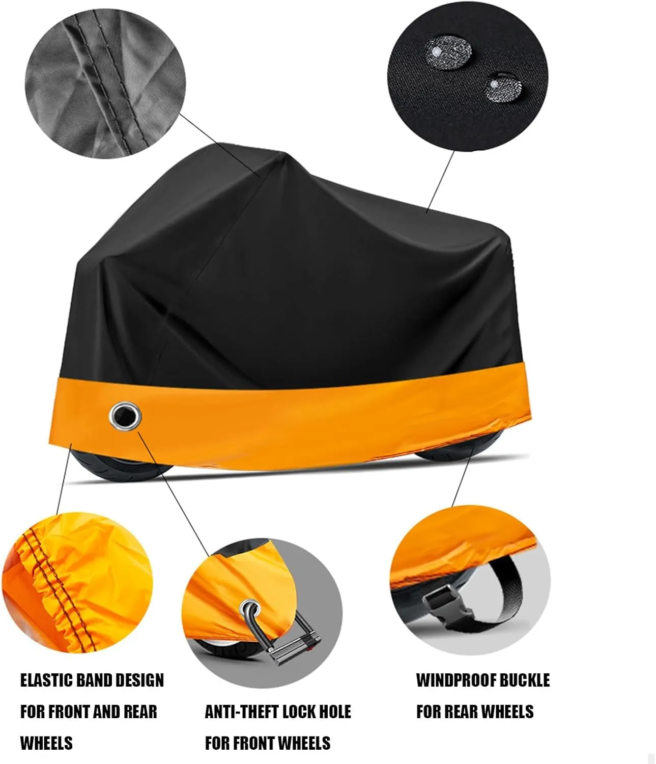 Motorcycle Cover for DKW RT 125 / DKW RT 125 E Indoor Outdoor Motorcycle Protective Cover Duty Sun Rain Cover Exterior Accessories,Black Silver-XL (230 * 95 * 125cm)