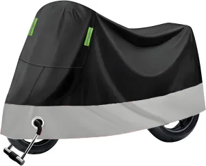 Motorcycle Cover for Headbanger Foxy Lady/Gypsy Soul/High Flyin Indoor Outdoor Motorcycle Protective Cover Duty Sun Rain Cover Exterior Accessories,Black Silver-XXXL (265 * 105 * 125cm)