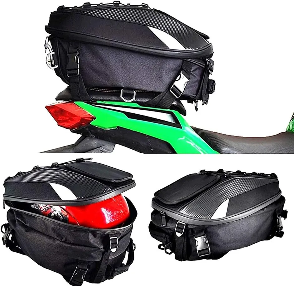 Motorcycle Tail Bag,Seat Bag,Dual Use Motorcycle Waterproof Helmet Bag for Motorbike - with One Extra Motorcycle Cargo Net