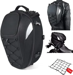 Motorcycle Tail Bag,Seat Bag,Dual Use Motorcycle Waterproof Helmet Bag for Motorbike - with One Extra Motorcycle Cargo Net