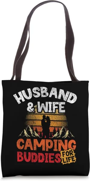 Motorhome Camping Retro Husband Wife Couple Caravan Rv Tote Bag