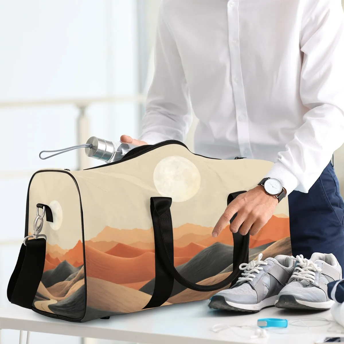 Mountain Valley Travel Duffle Bag for Women Men Gym Duffel Foldable Bag Waterproof Weekender Sunset Landscape Duffle Tote