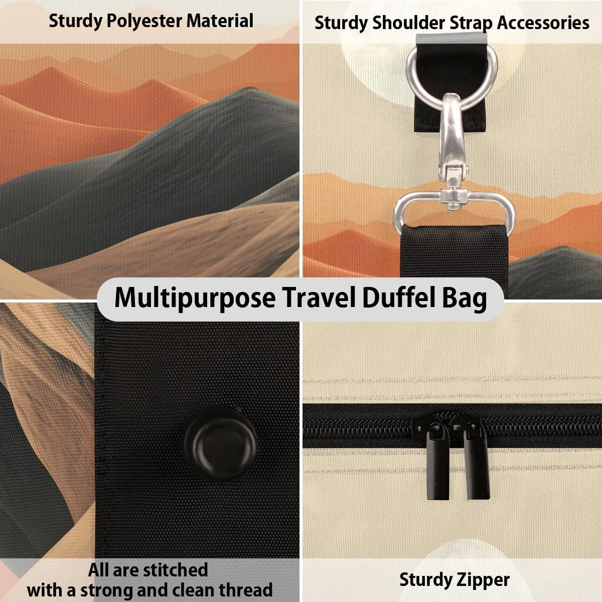 Mountain Valley Travel Duffle Bag for Women Men Gym Duffel Foldable Bag Waterproof Weekender Sunset Landscape Duffle Tote