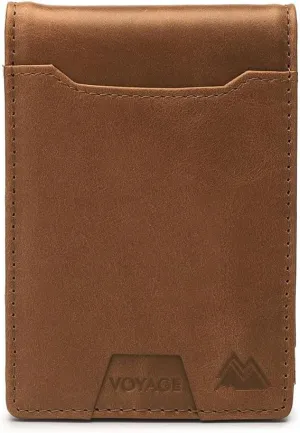 Mountain Voyage Co Leather Wallet - RFID-Blocking Genuine Vintage Leather Bi-Fold Card Holder with Money Clip and Gift Box (Sand Beige)