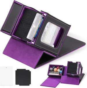 MTG Commander Deck Box with Dice Tray - Fits 100  Double-sleeved Cards - Commander Display - Card Deck Box for Magic, TCG - Black/Purple
