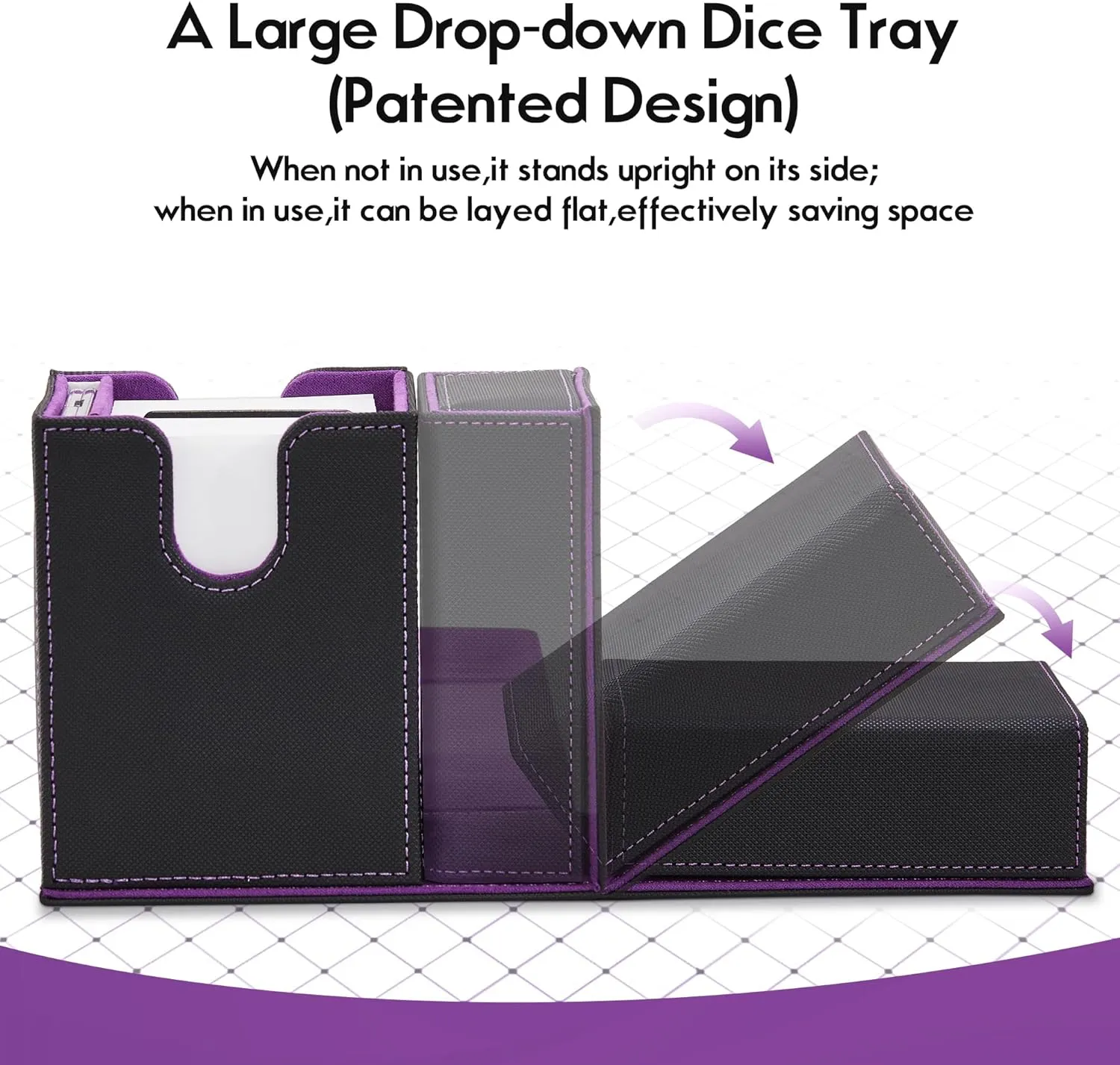 MTG Commander Deck Box with Dice Tray - Fits 100  Double-sleeved Cards - Commander Display - Card Deck Box for Magic, TCG - Black/Purple