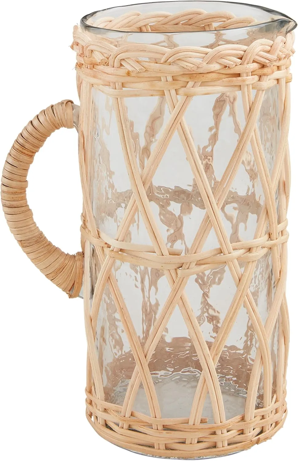 Mud Pie Rattan Glass Pitcher; 64 oz