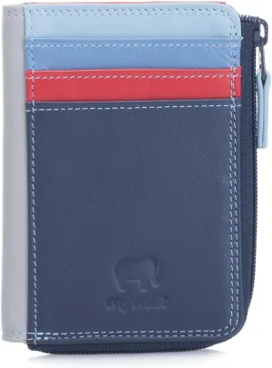 mywalit Small Zip Leather Purse | 3 Card Slots | ID Window & Coin Pocket | Royal | Stylish & Compact Accessory for Men & Women | Perfect for Everyday Use