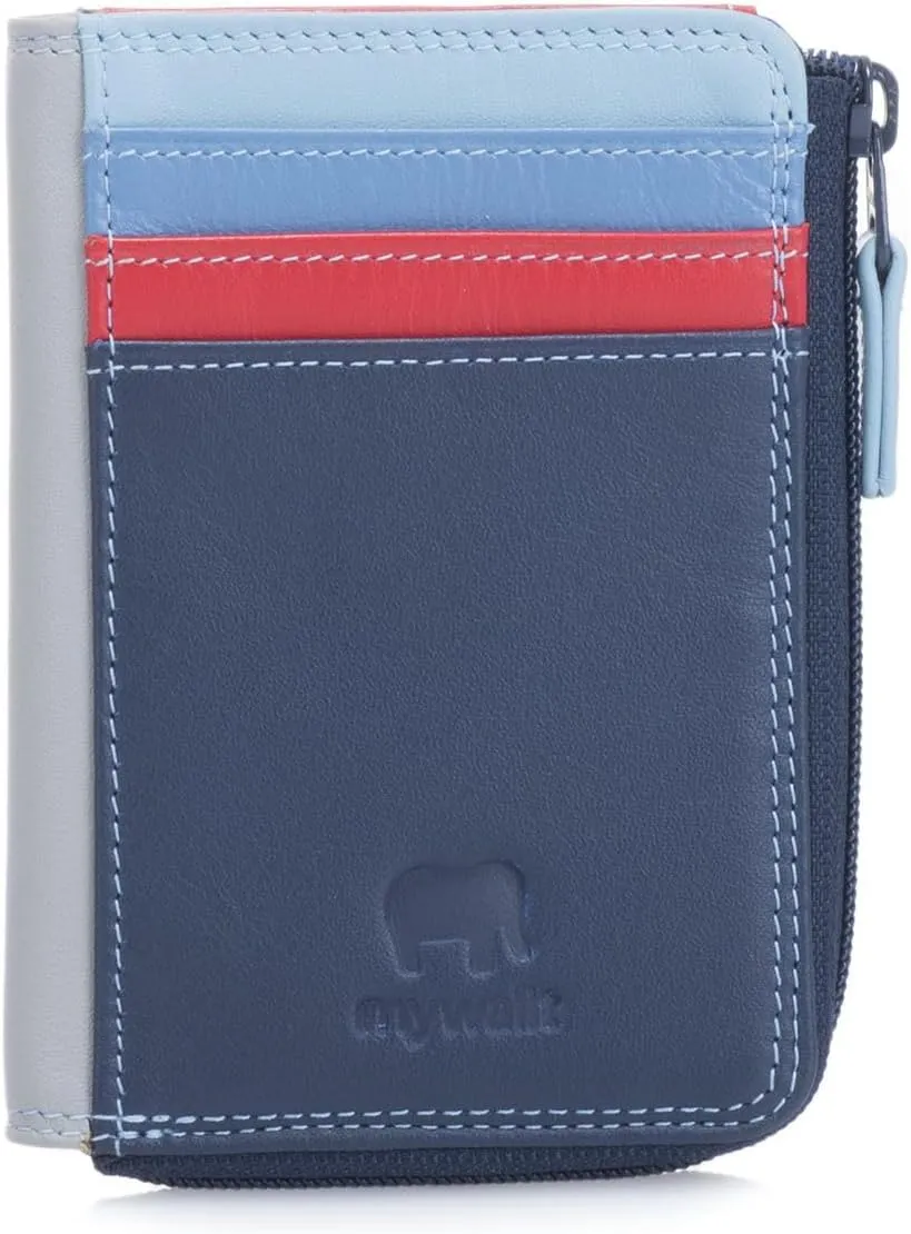 mywalit Small Zip Leather Purse | 3 Card Slots | ID Window & Coin Pocket | Royal | Stylish & Compact Accessory for Men & Women | Perfect for Everyday Use
