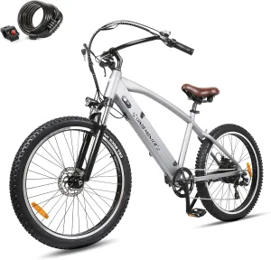 NAKTO Electric Bike 1000W Ebike 26'' Electric Bicycle, 35MPH Adults Electric Mountain Bike with Removable Battery