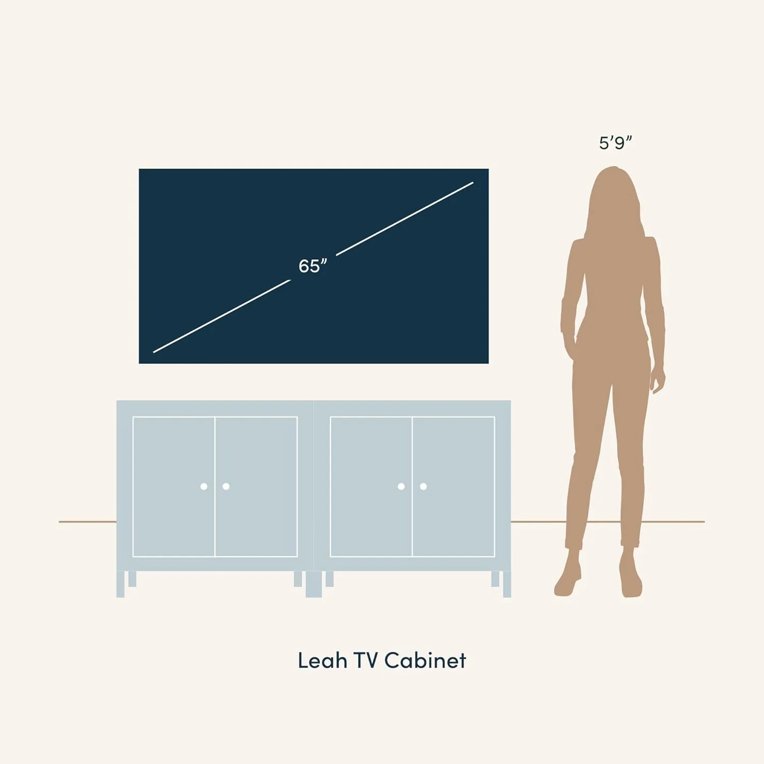 Nathan James Leah Boho TV Stand or Sideboard Cabinet for Kitchen or Living Room with Ball-Style Feet, Natural Seagrass Door Fronts and Solid Wood Legs, Light Brown, Set of 2