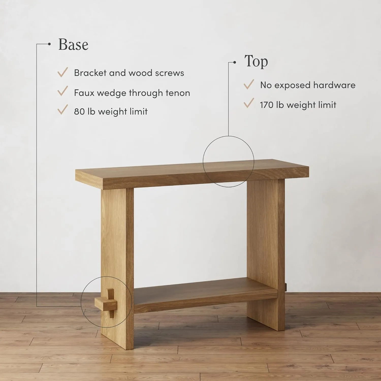 Nathan James Virgo Wood Accent Storage Console Sofa Table, for Entryway, Hallway or Living Room, 1, Light Brown