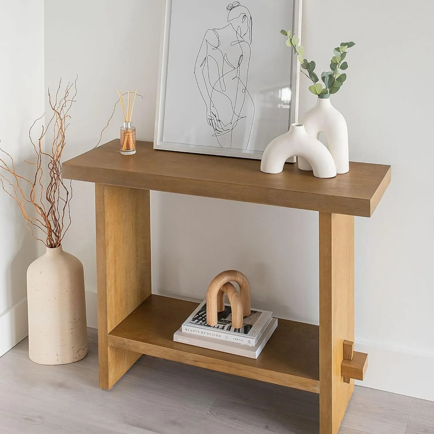 Nathan James Virgo Wood Accent Storage Console Sofa Table, for Entryway, Hallway or Living Room, 1, Light Brown