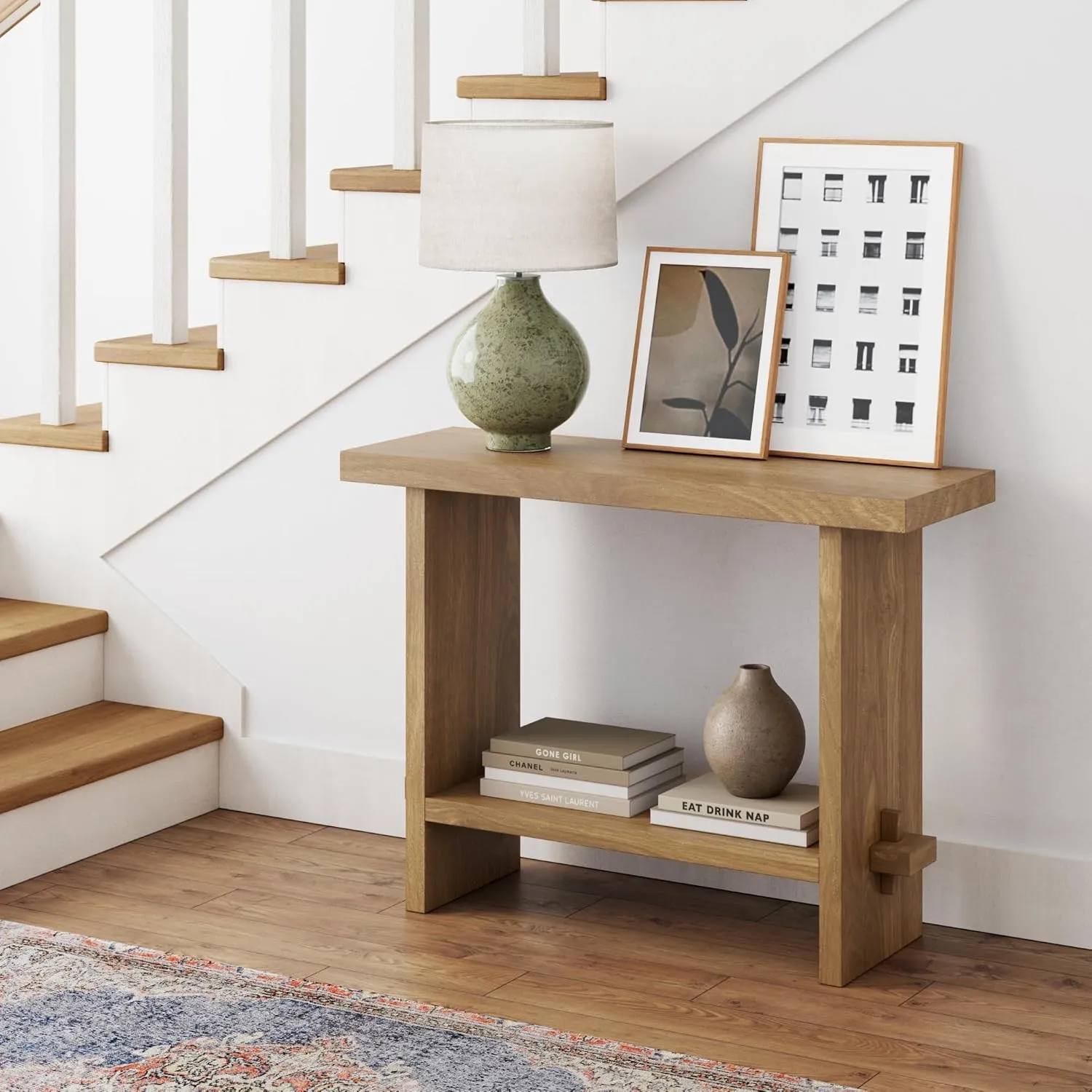 Nathan James Virgo Wood Accent Storage Console Sofa Table, for Entryway, Hallway or Living Room, 1, Light Brown