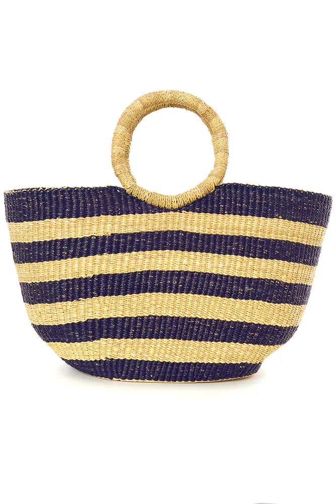 Nautical Blue Striped Tote Bag from Ghana