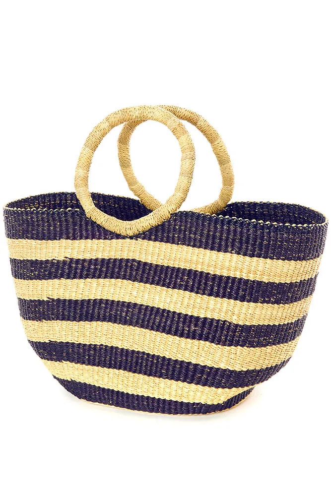 Nautical Blue Striped Tote Bag from Ghana