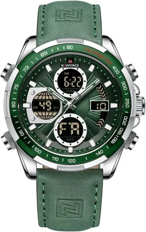 NAVIFORCE Men's Military Digital Watches Analog Quartz Waterproof Watch Sport Multifunctional Leather Wristwatch