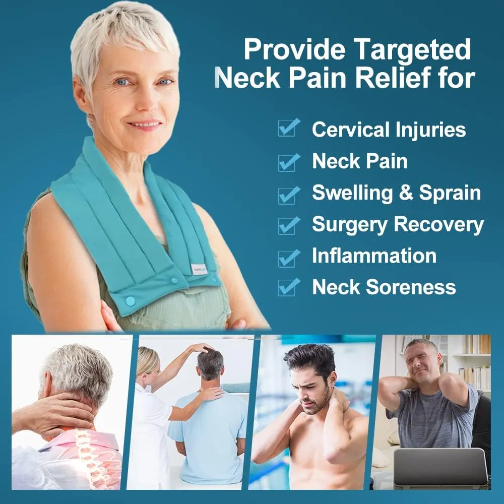 Neck Ice Pack Wrap for Cervical Pain and Cooling, 2 Hours Long Lasting Cold Ice Pack for Neck and Shoulders, Flexible Cold Pack for Hot Weather, Anxiety, Hot Flashes, Surgery, Swelling