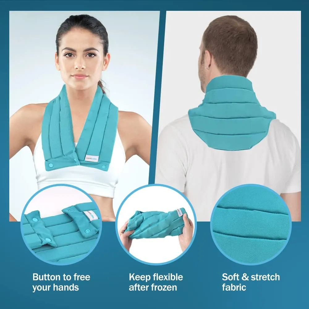Neck Ice Pack Wrap for Cervical Pain and Cooling, 2 Hours Long Lasting Cold Ice Pack for Neck and Shoulders, Flexible Cold Pack for Hot Weather, Anxiety, Hot Flashes, Surgery, Swelling