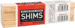 Nelson Wood Pine Shims 8" 12 Pack - Kiln Dried Wood - Case of 36 (Total 432 Shims)