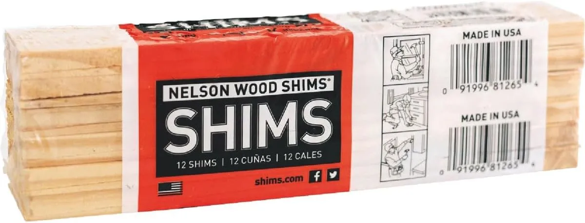 Nelson Wood Pine Shims 8" 12 Pack - Kiln Dried Wood - Case of 36 (Total 432 Shims)