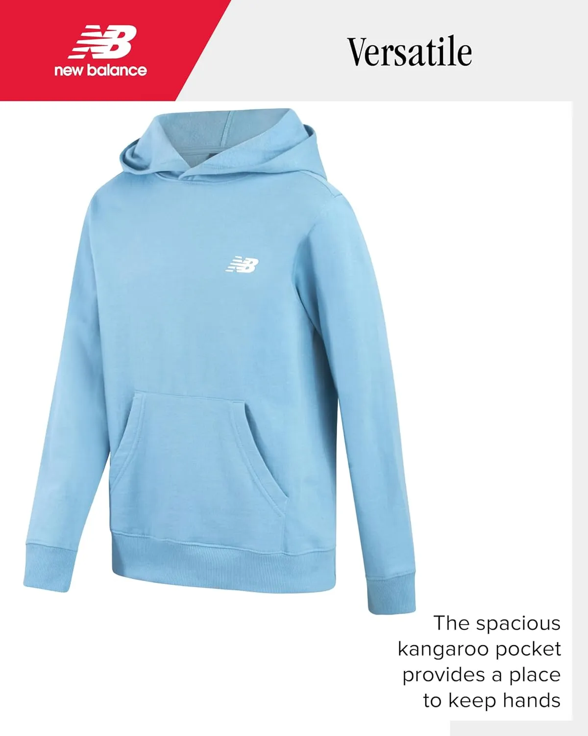 New Balance Boys' Athletic Hoodies - Performance Fleece Pullover Hoodie Sweatshirt with Stylish Back Graphic Print (8-20)