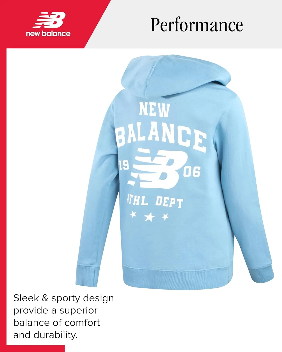 New Balance Boys' Athletic Hoodies - Performance Fleece Pullover Hoodie Sweatshirt with Stylish Back Graphic Print (8-20)