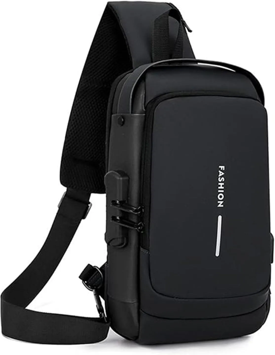 New Carbon Fiber Streamline Anti-Theft Sling Bag, Waterproof Crossbody Bag with USB Charging Port for Travel and Gym