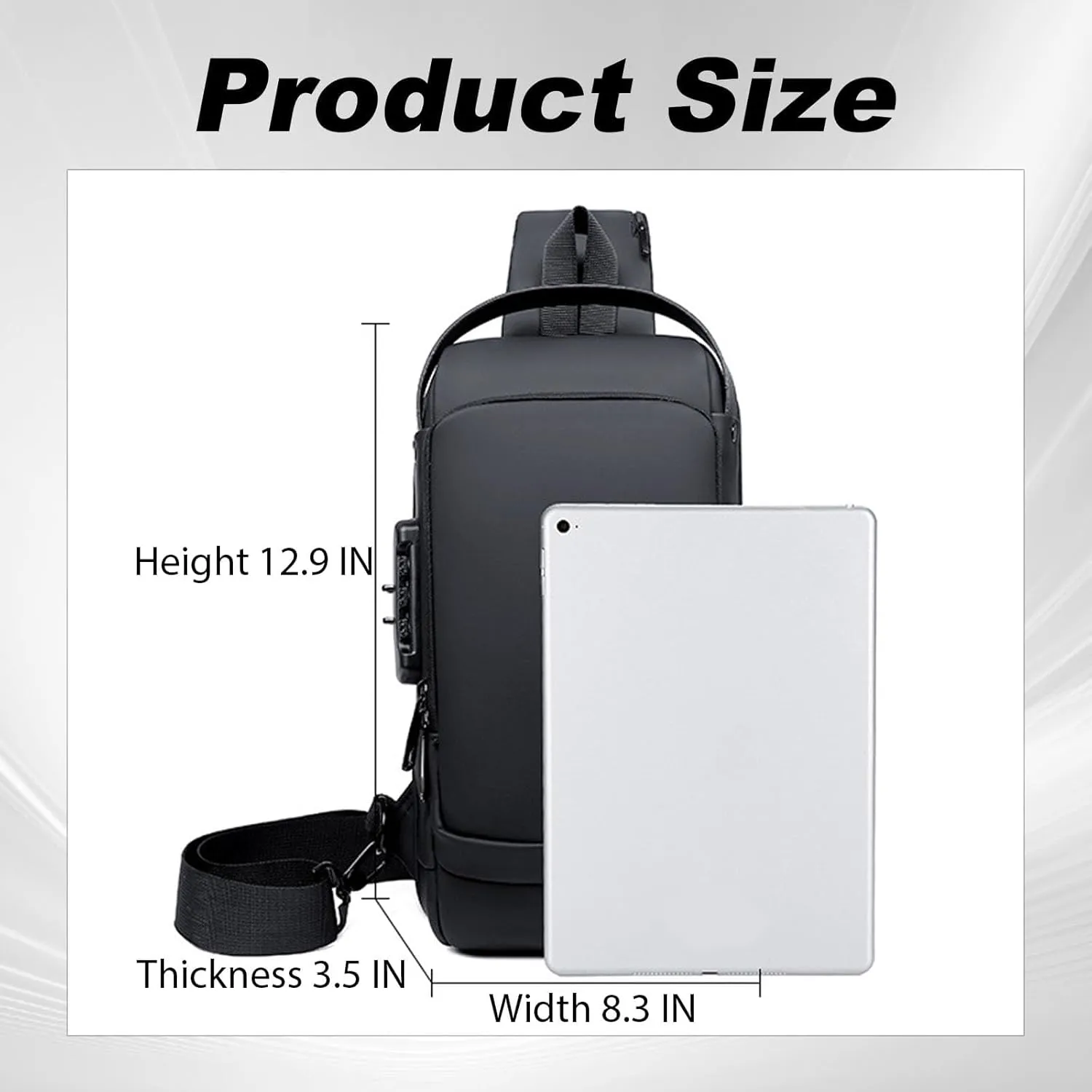 New Carbon Fiber Streamline Anti-Theft Sling Bag, Waterproof USB Charging Sport Sling Anti Theft Shoulder Backpack (Black)