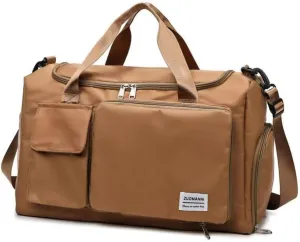 New men's and women's splash proof sports hand travel fitness shopping weekend camping overnight bags. (coffee)