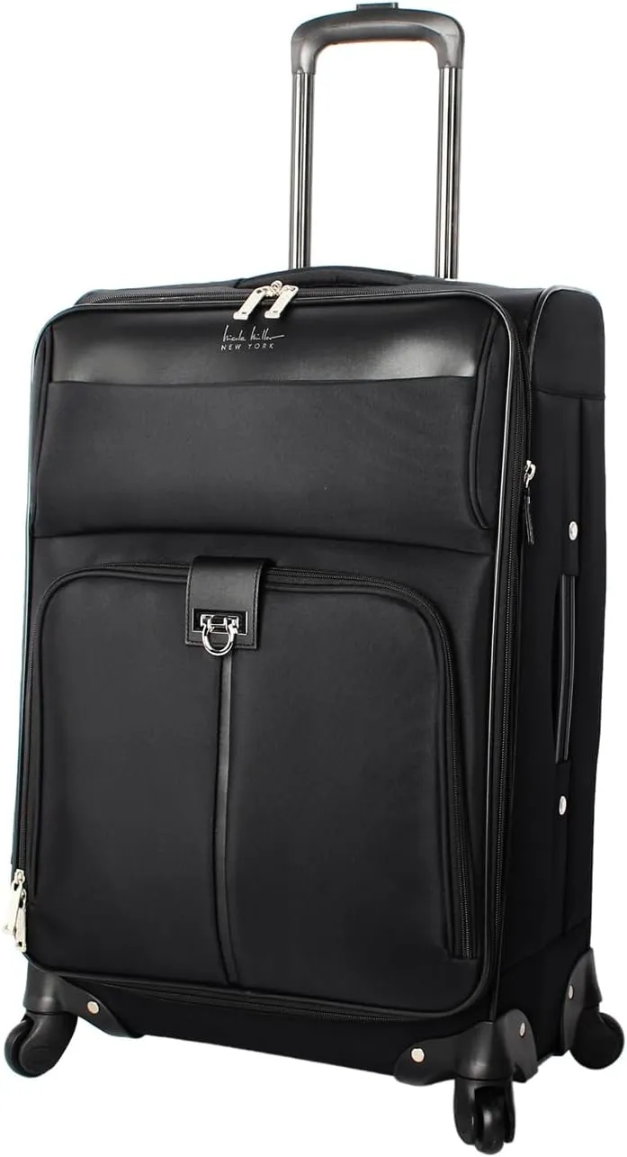 Nicole Miller Carry on Luggage Collection - Expandable 24 Inch Softside Bag - Lightweight Checked Suitcase with 4-Rolling Spinner Wheels