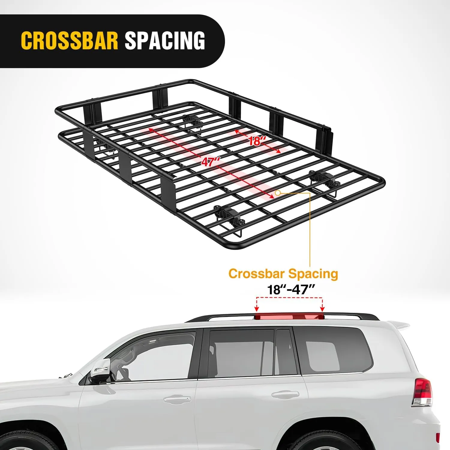 Nilight 64" x 39" x 6" Universal Roof Rack Cargo Basket Heavy-Duty 250LBS Capacity Rooftop Carrier Luggage Holder & Soft Waterproof|Cargo Bag|Net|Ratchet Straps for SUV Truck Vehicle